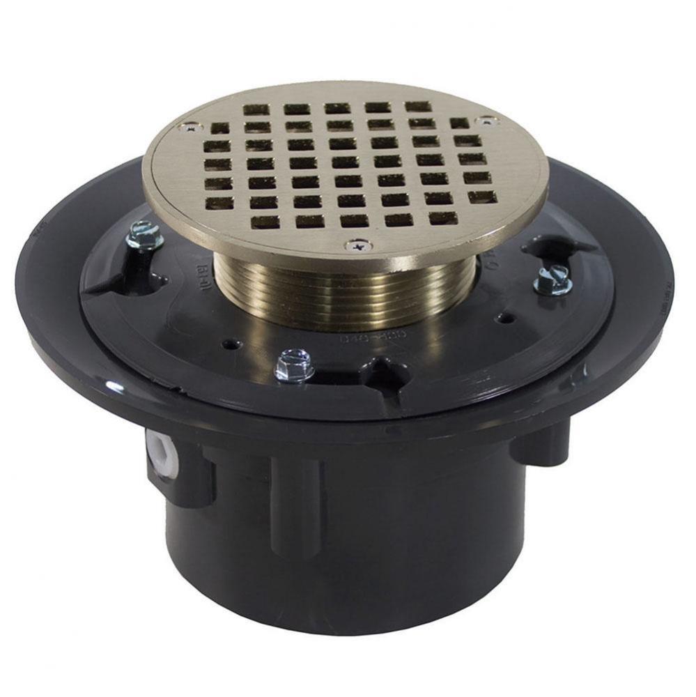4'' Heavy Duty PVC Drain Base with 4'' Metal Spud and 5'' Nickel Bro