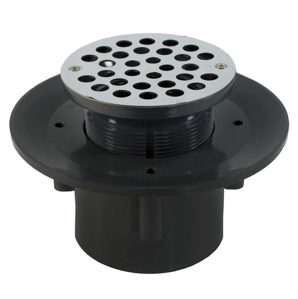 2'' x 3'' Heavy Duty PVC Slab Drain Base with 3-1/2'' Plastic Spud a