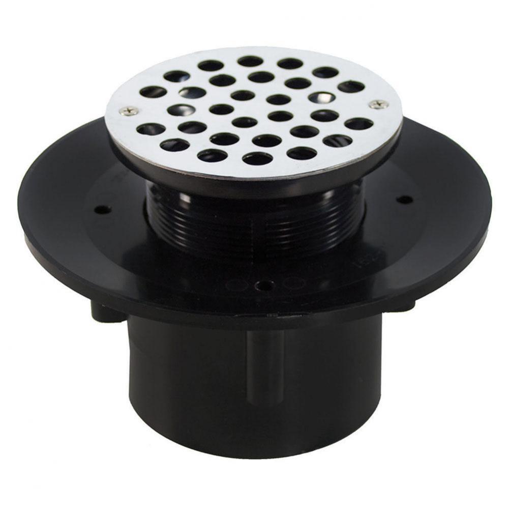 2'' x 3'' Heavy Duty ABS Slab Drain Base with 3-1/2'' Plastic Spud a