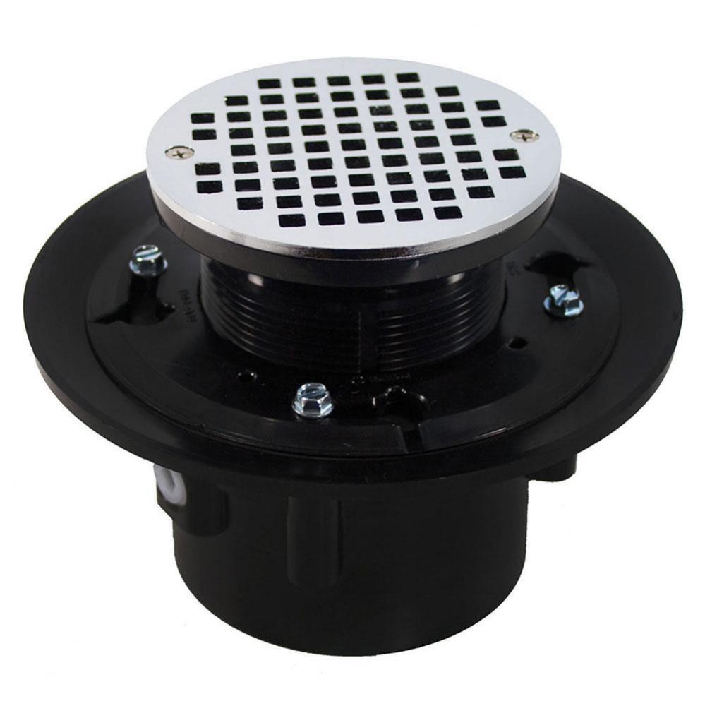 2'' x 3'' Heavy Duty ABS Slab Drain Base with 3-1/2'' Plastic Spud a