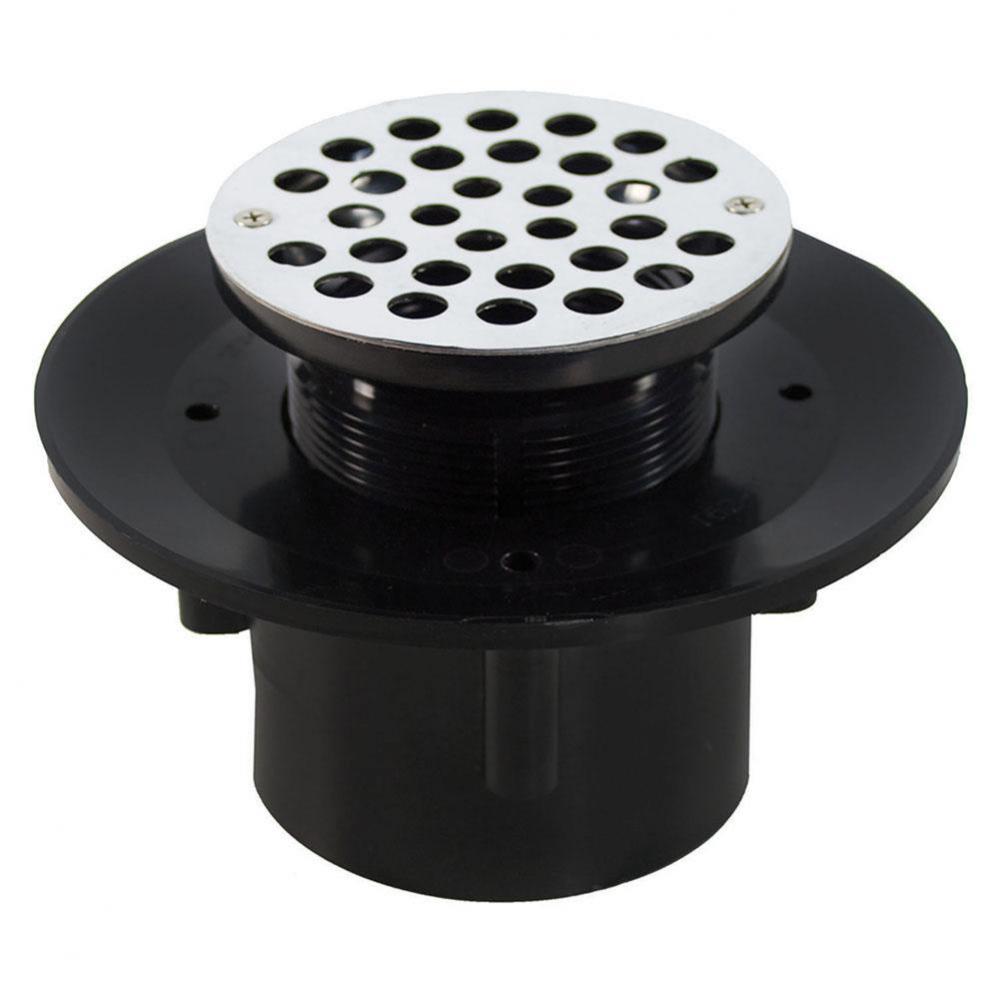 2'' x 3'' Heavy Duty ABS Slab Drain Base with 3-1/2'' Plastic Spud a