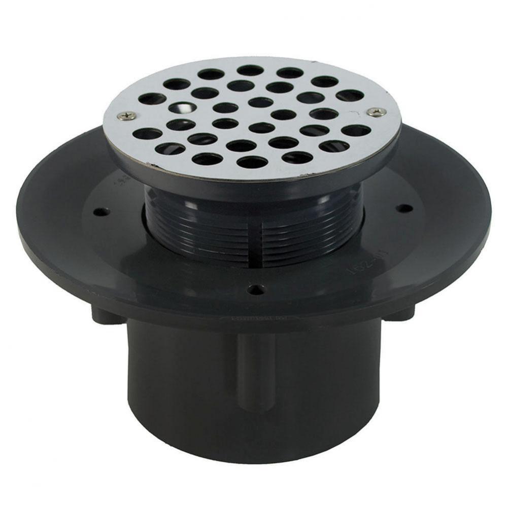 2'' x 3'' Heavy Duty PVC Slab Drain Base with 4'' Plastic Spud and 6