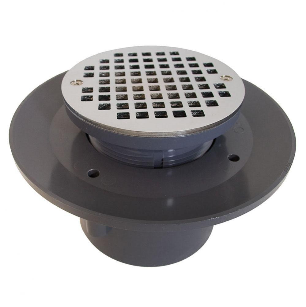 2'' x 3'' Heavy Duty PVC Slab Drain Base with 4'' Plastic Spud and 6