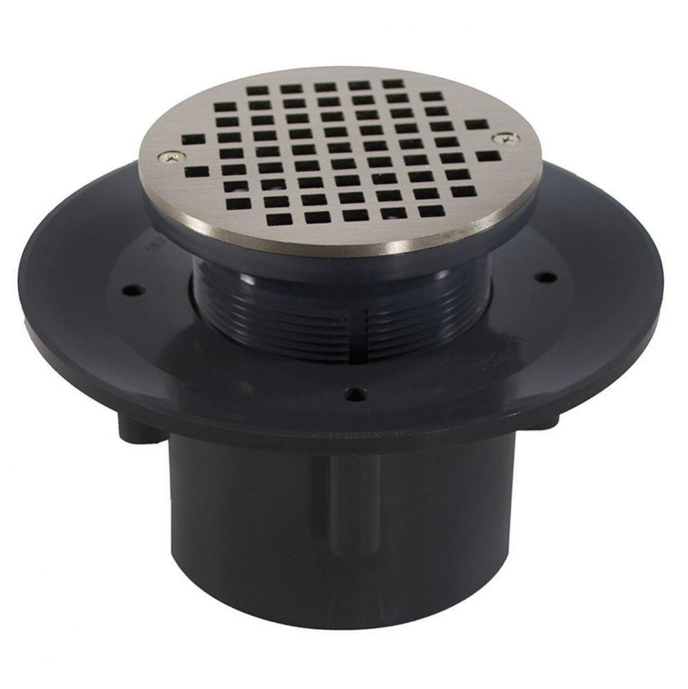 3'' x 4'' Heavy Duty PVC Slab Drain Base with 3'' Plastic Spud and 6