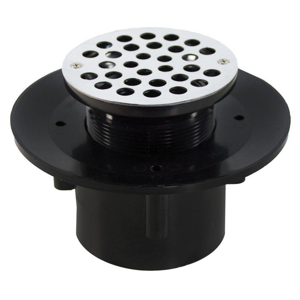 3'' x 4'' Heavy Duty ABS Slab Drain Base with 3-1/2'' Plastic Spud a
