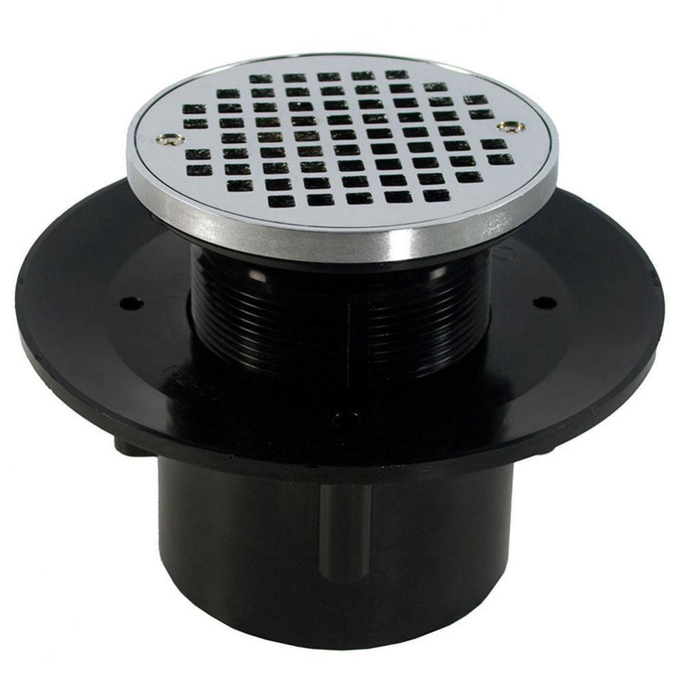 3'' x 4'' Heavy Duty ABS Slab Drain Base with 3-1/2'' Plastic Spud a