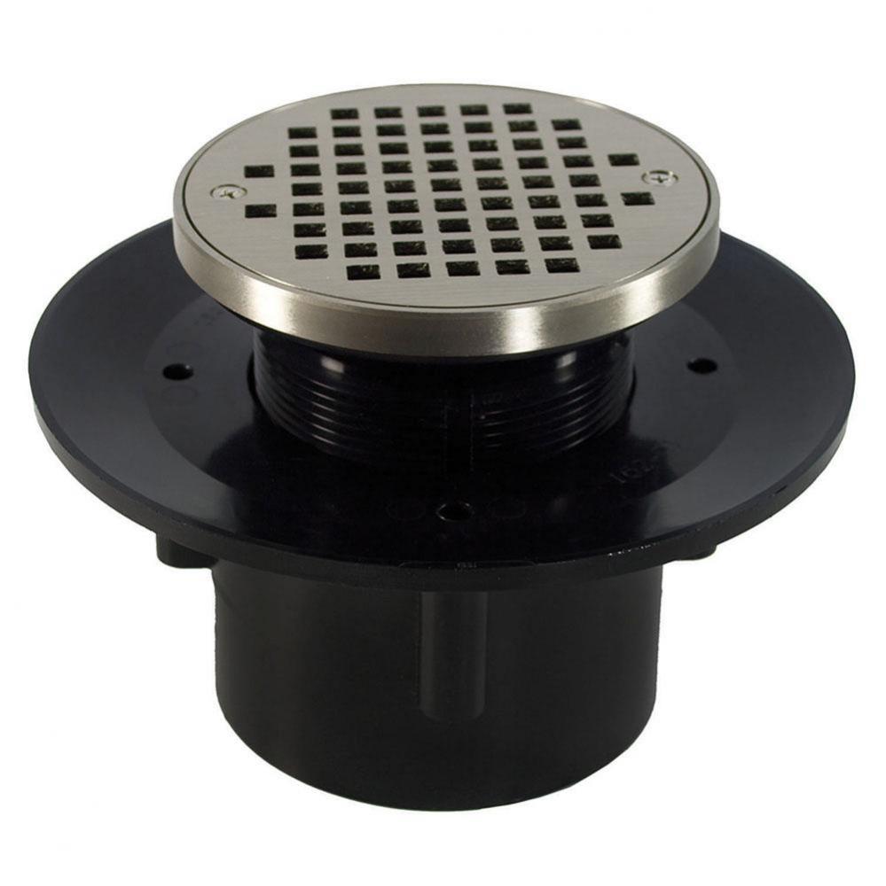 3'' x 4'' Heavy Duty ABS Slab Drain Base with 3-1/2'' Plastic Spud a