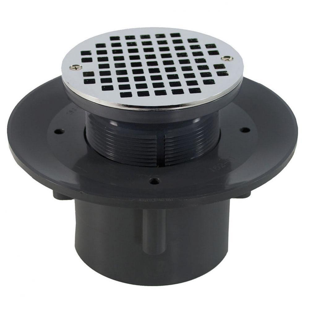 3'' x 4'' Heavy Duty PVC Slab Drain Base with 3-1/2'' Plastic Spud a