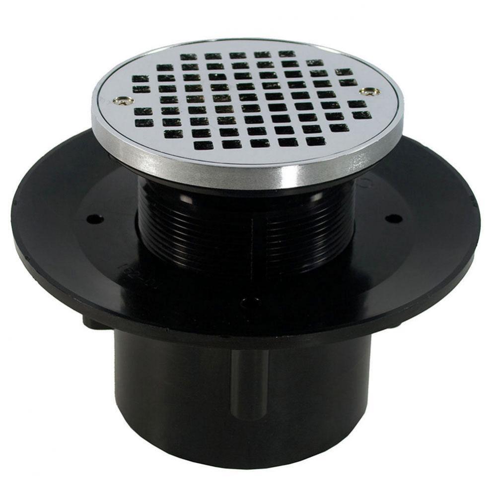 3'' x 4'' Heavy Duty ABS Slab Drain Base with 3-1/2'' Plastic Spud a