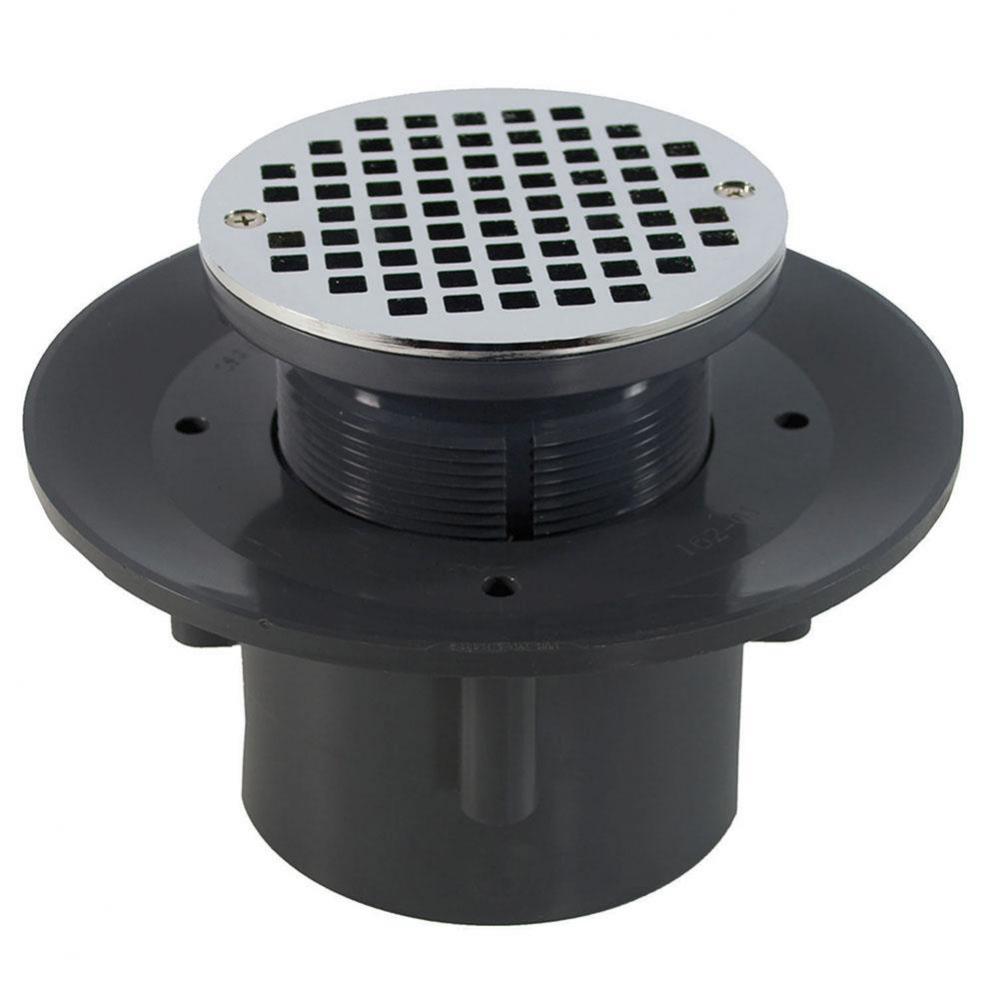 3'' x 4'' Heavy Duty PVC Slab Drain Base with 4'' Plastic Spud and 6