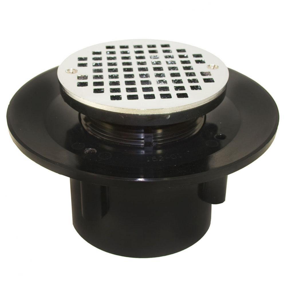 4'' Heavy Duty ABS Slab Drain Base with 3-1/2'' Plastic Spud and 5''