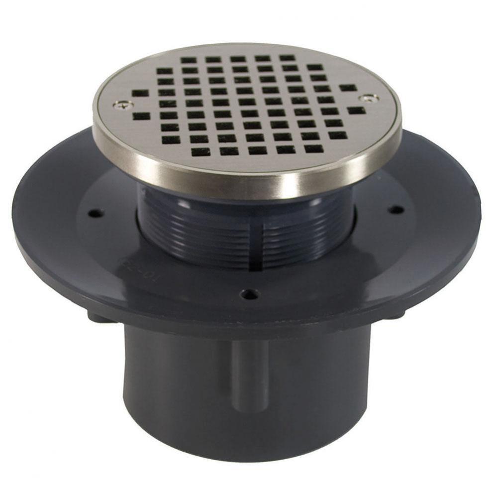 4'' Heavy Duty PVC Slab Drain Base with 3-1/2'' Plastic Spud and 6''
