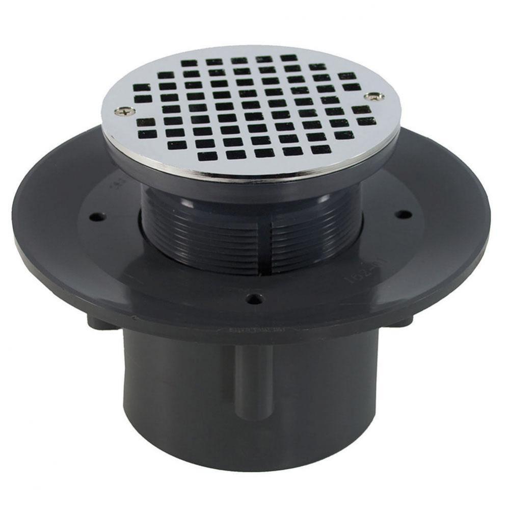 4'' Heavy Duty PVC Slab Drain Base with 3-1/2'' Plastic Spud and 6''