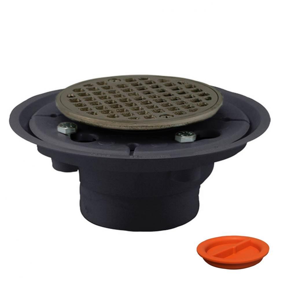 2'' x 3'' PVC Shower Drain/Floor Drain with 2'' Spud and 4'&apo