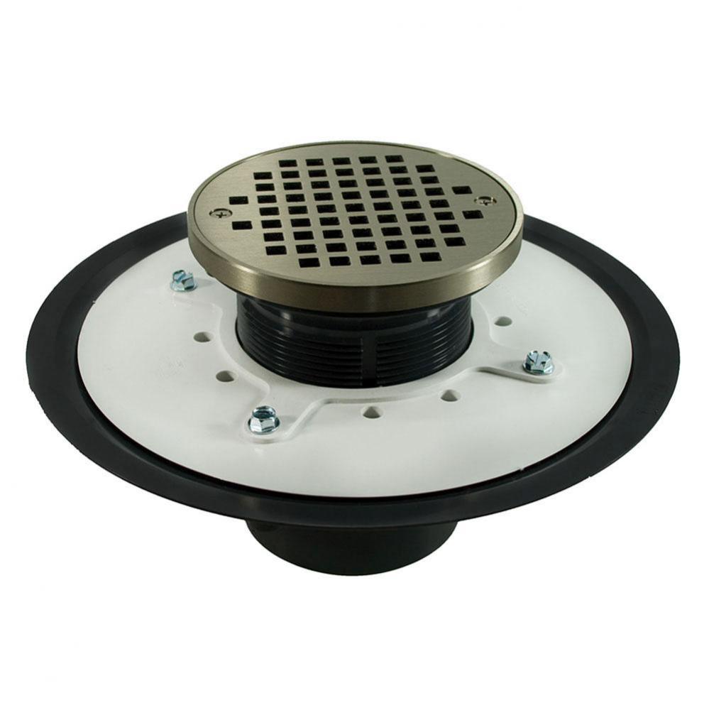 3'' Heavy Duty PVC Drain Base with 3-1/2'' Plastic Spud and 6'' Nick