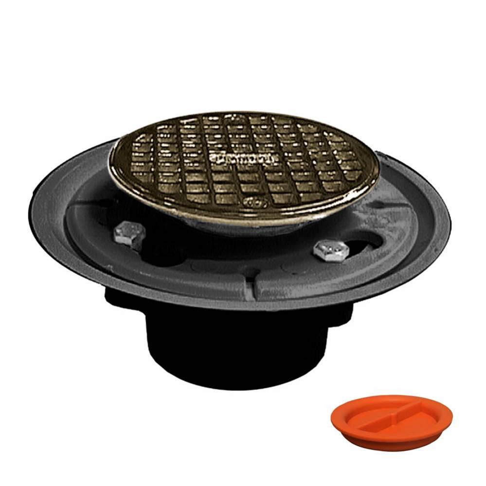 2'' x 3'' PVC Shower Drain/Floor Drain with Brass Tailpiece and 4''