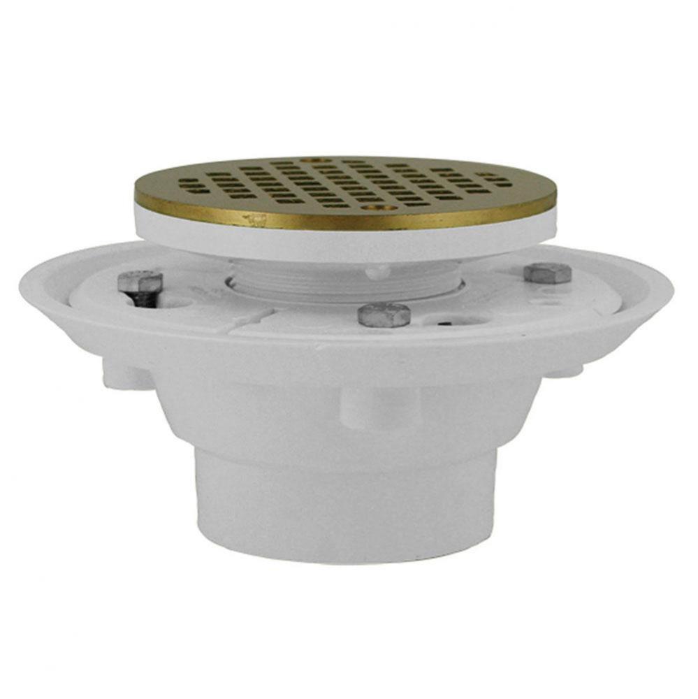 2'' X 3'' PVC Shower Drain/Floor Drain with 4'' Nickel Bronze Cast R