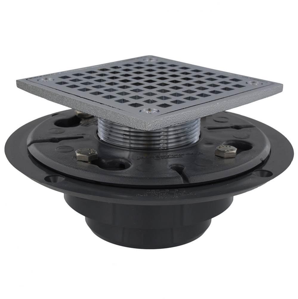 2'' x 3'' PVC Perfect Low Profile Shower Drain/Floor Drain with Brass Spud and