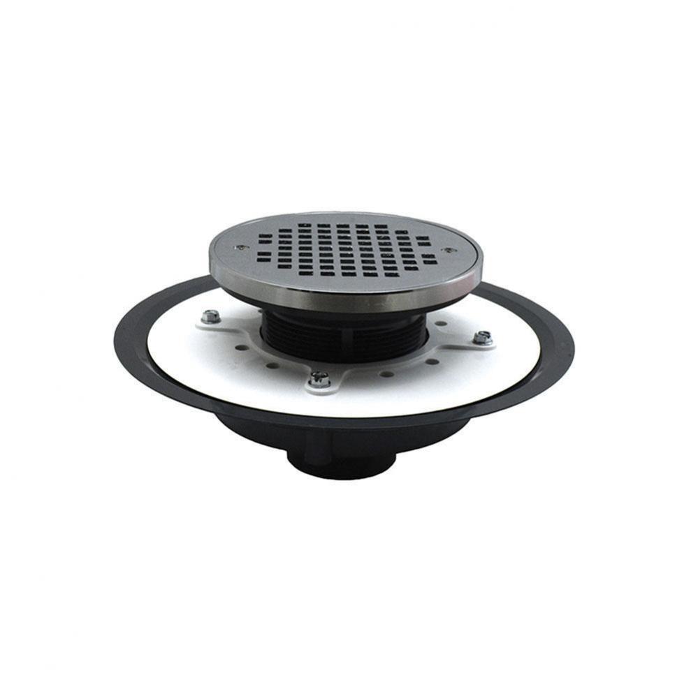 2'' Heavy Duty PVC Drain Base with 3-1/2'' Plastic Spud and 6'' Chro