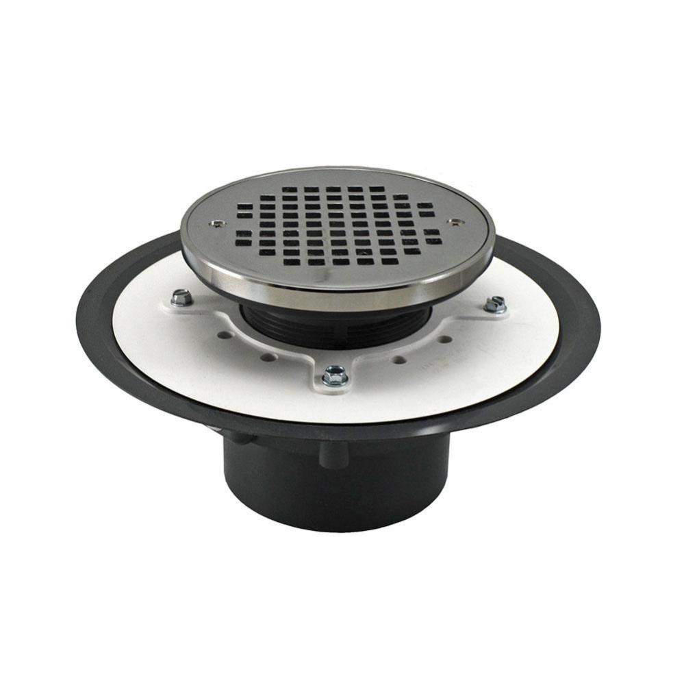 4'' Heavy Duty PVC Drain Base with 3-1/2'' Plastic Spud and 6'' Chro