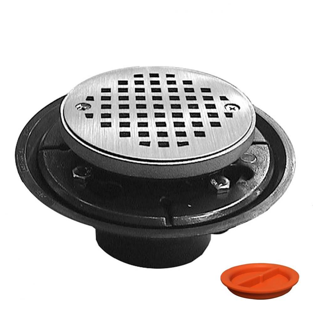 2'' x 3'' ABS Shower Drain/Floor Drain with 4'' Nickel Bronze Cast R