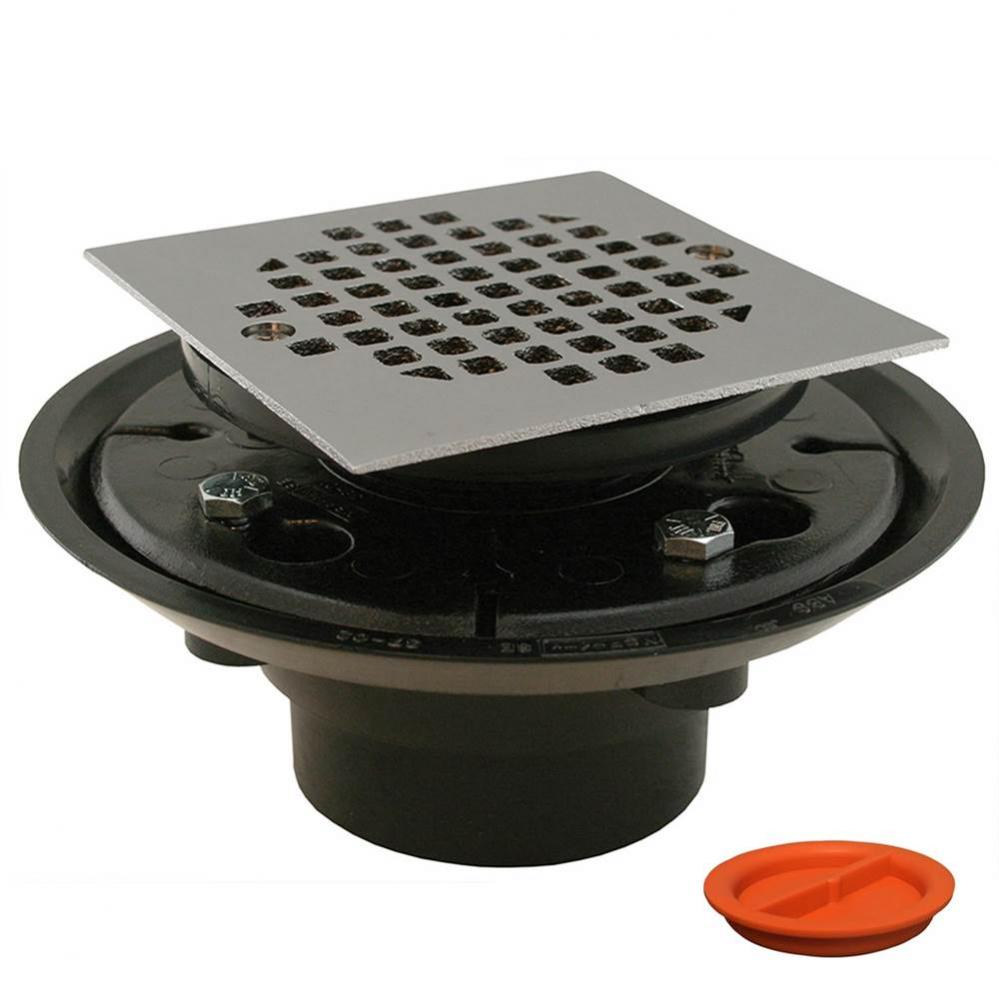 2'' x 3'' ABS Shower Drain/Floor Drain with 4'' Chrome Plated Cast S