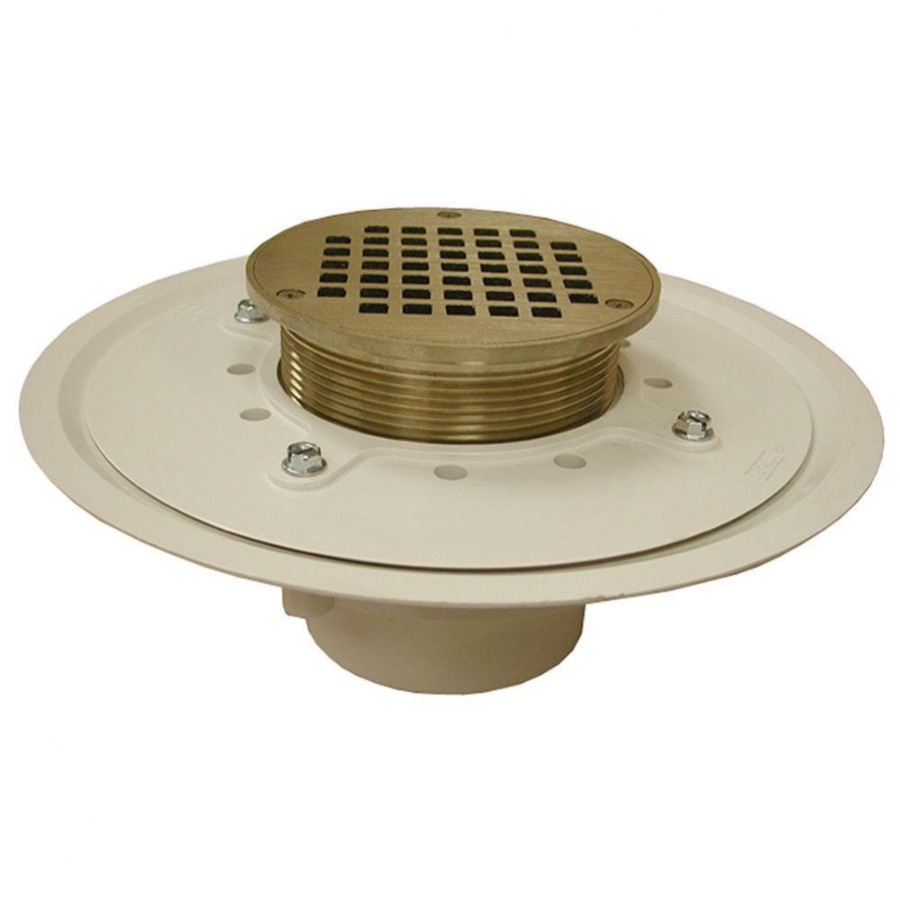 3'' Heavy Duty PVC Drain Base with 4'' Metal Spud and 5'' Nickel Bro