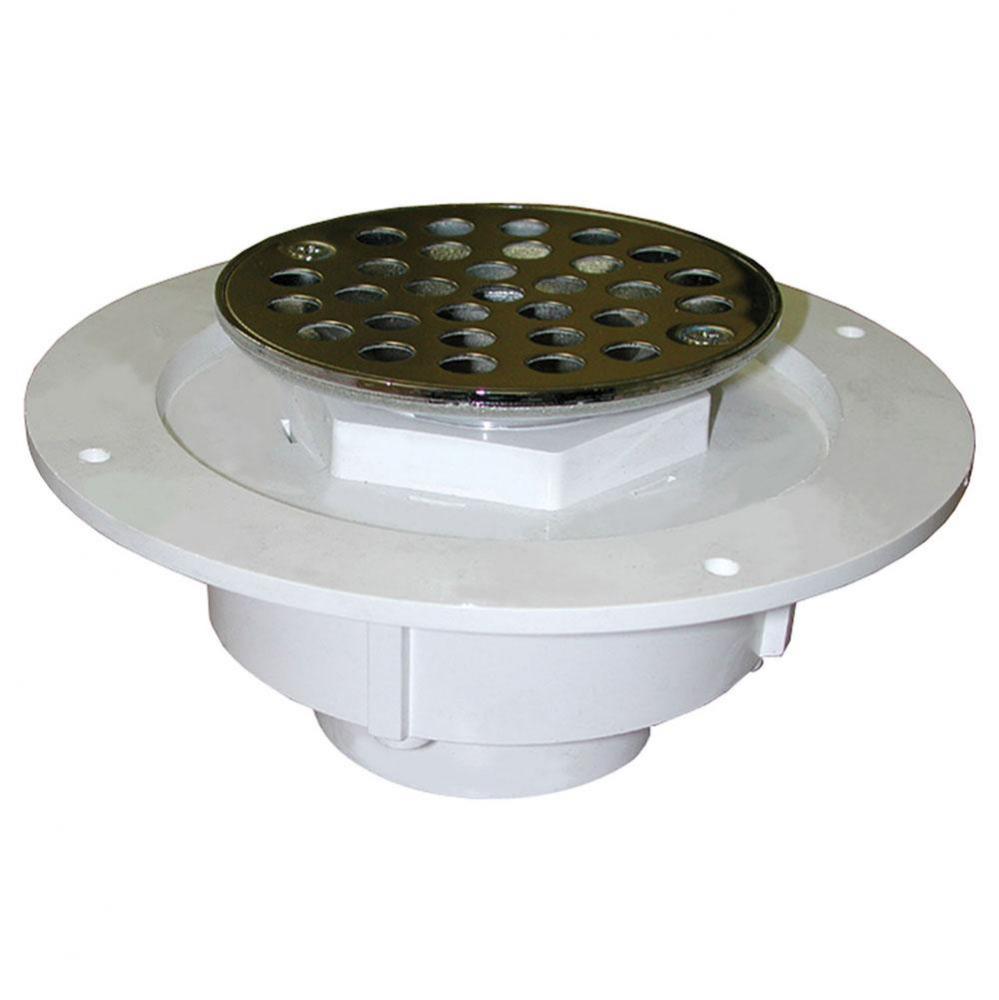 2'' PVC Shower Drain/Floor Drain with Brass Tailpiece and 6'' Polished Brass R