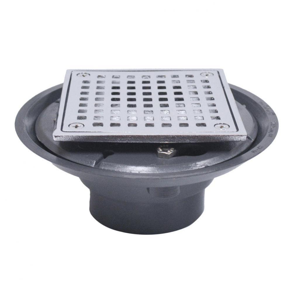 2'' x 3'' PVC Shower Drain/Floor Drain with 2'' Brass Spud and 4-1/4