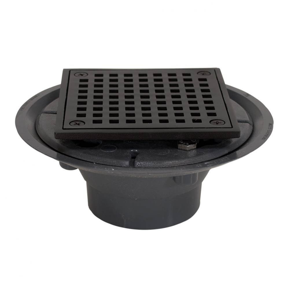 2'' x 3'' PVC Shower Drain/Floor Drain with 2'' Brass Spud and 4-1/4