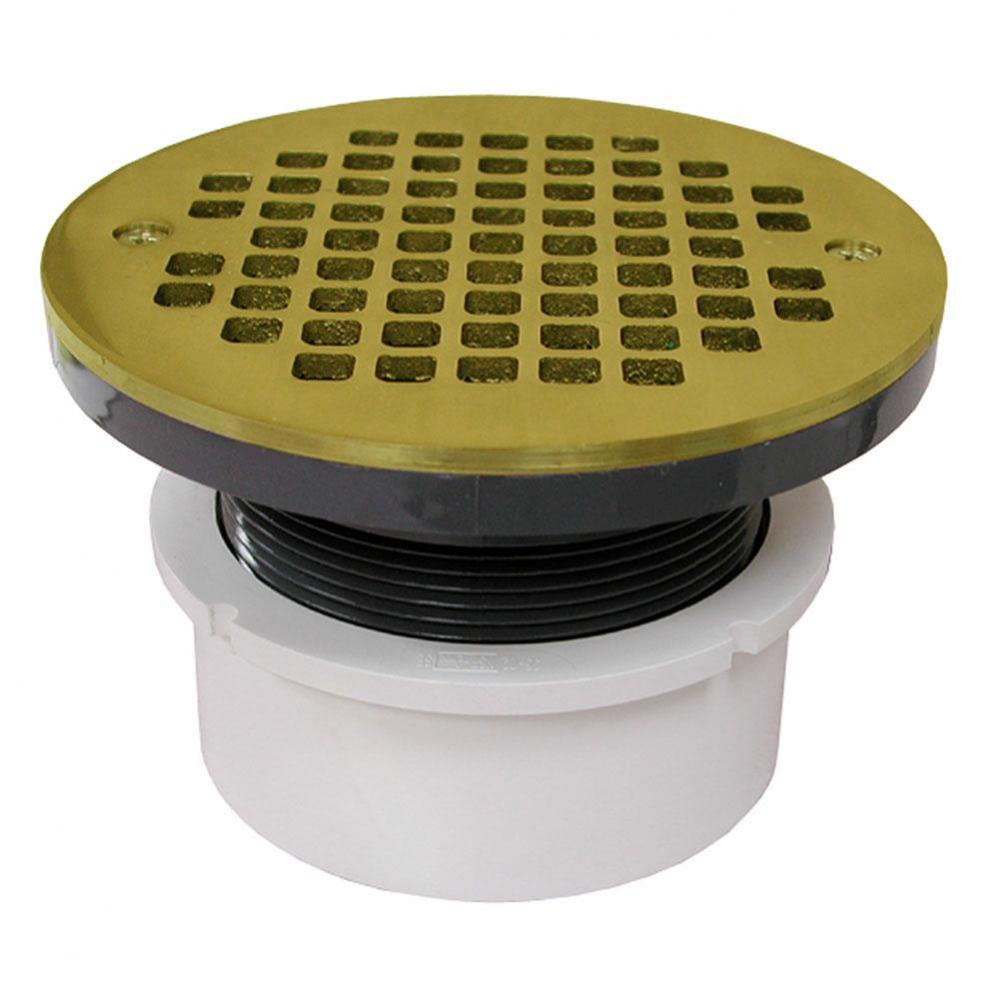 4'' PVC Hub Fit Drain Base with 3-1/2'' Plastic Spud and 6'' Polishe