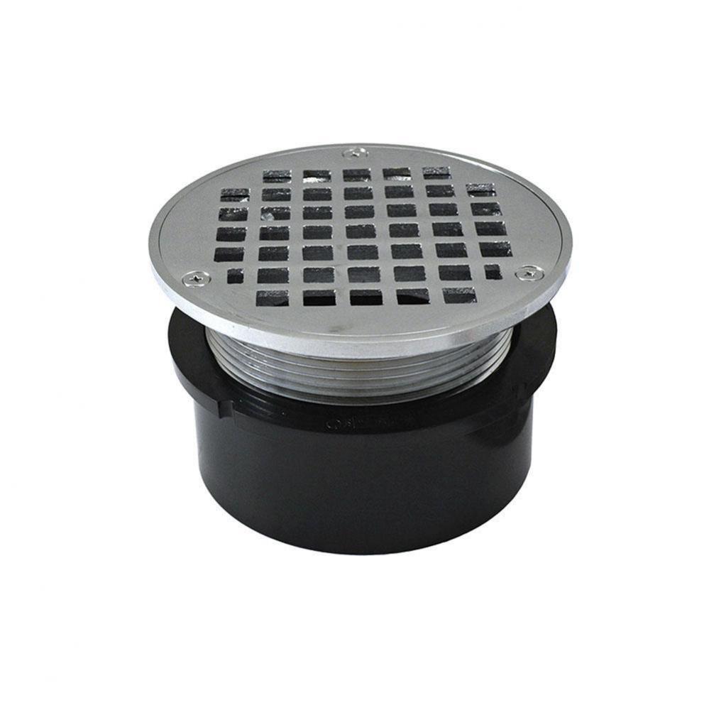 4'' ABS Hub Fit Drain Base with 3-1/2'' Metal Spud and 5'' Chrome Pl