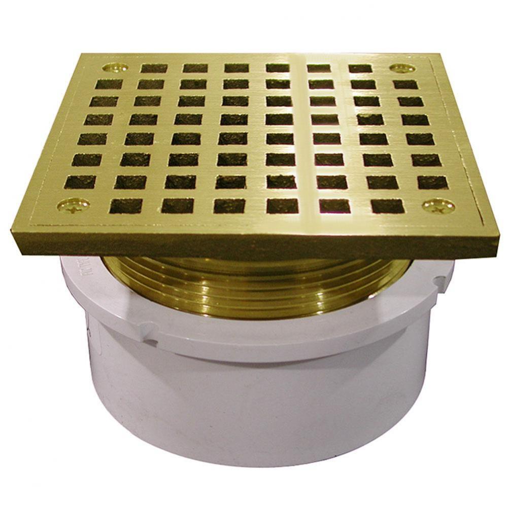 4'' PVC Hub Fit Drain Base with 3-1/2'' Metal Spud and 6'' Polished