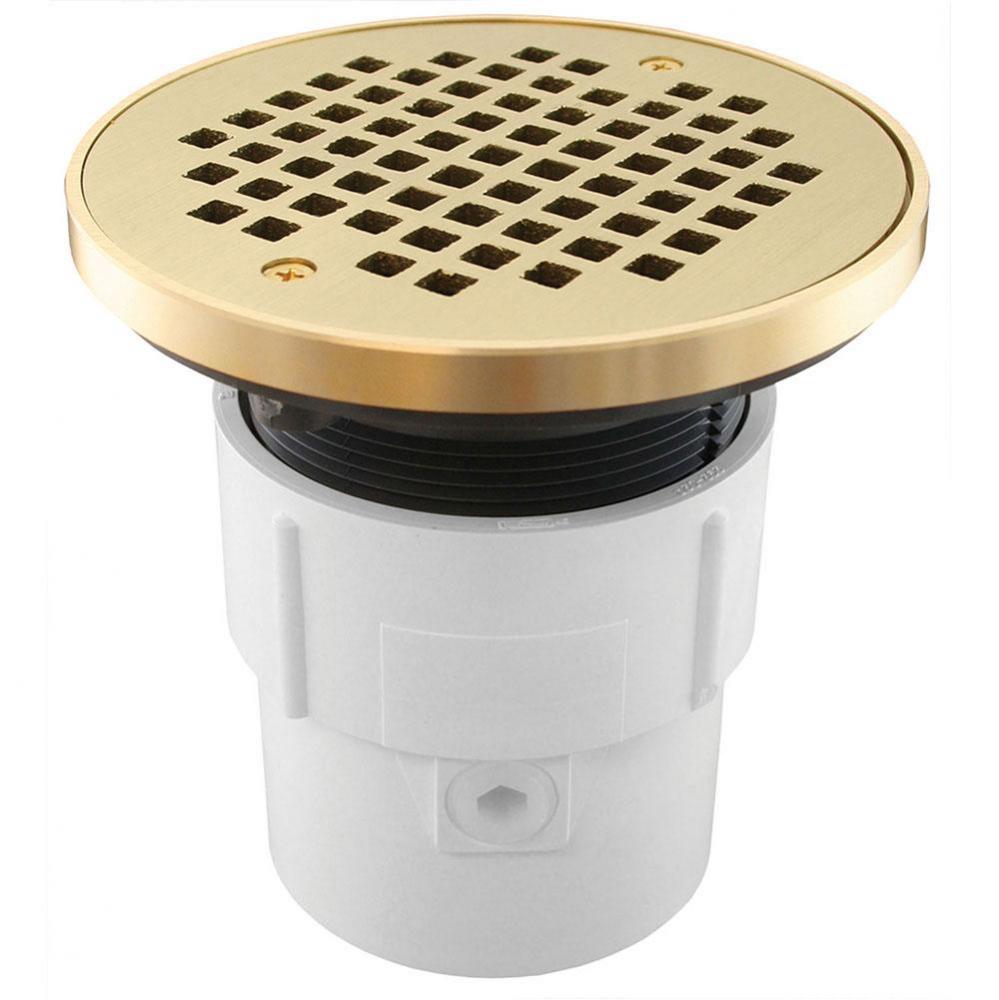 3'' x 4'' PVC Pipe Fit Drain Base with 3-1/2'' Plastic Spud and 6&ap