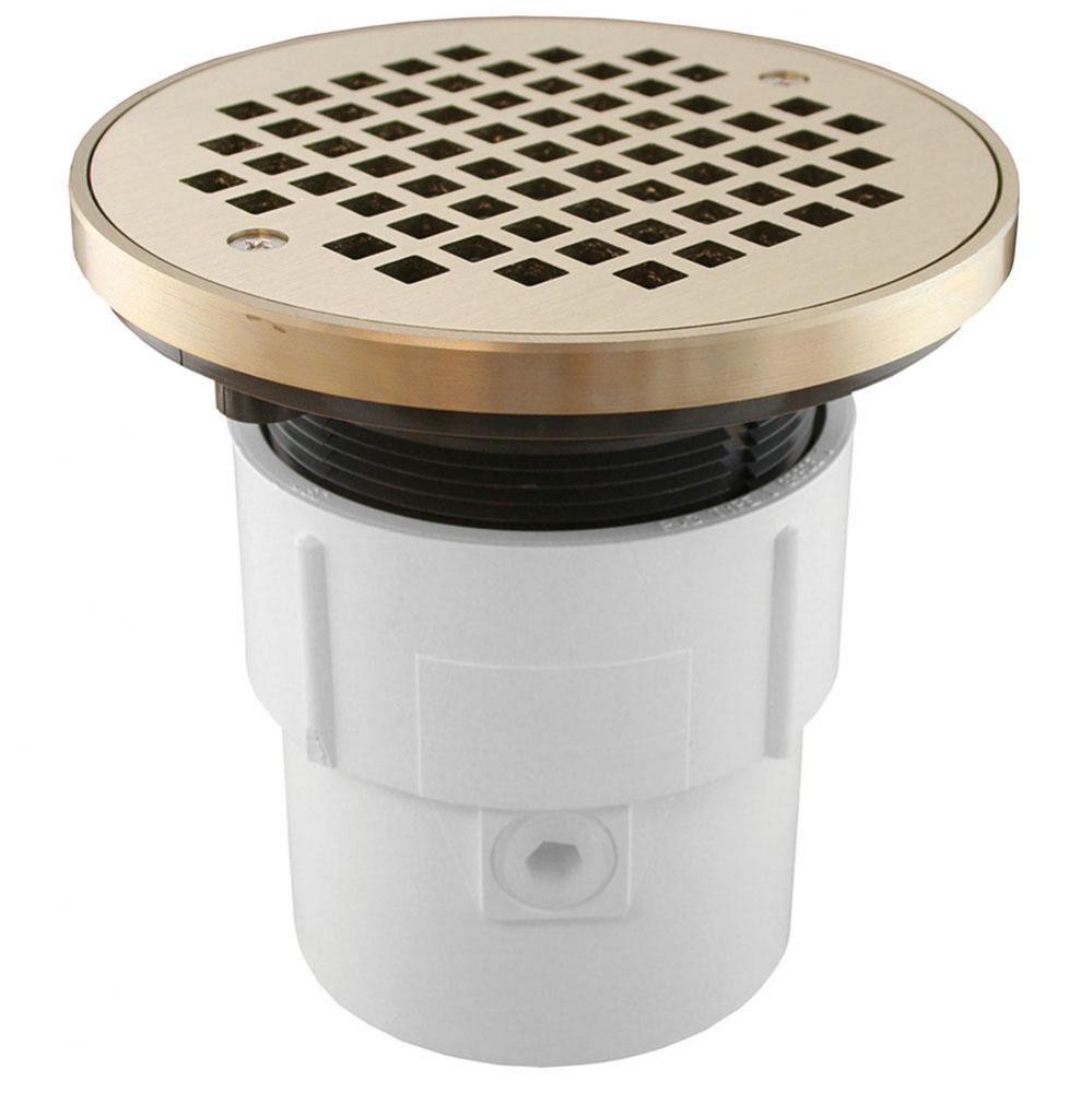 3'' x 4'' PVC Pipe Fit Drain Base with 3-1/2'' Plastic Spud and 6&ap