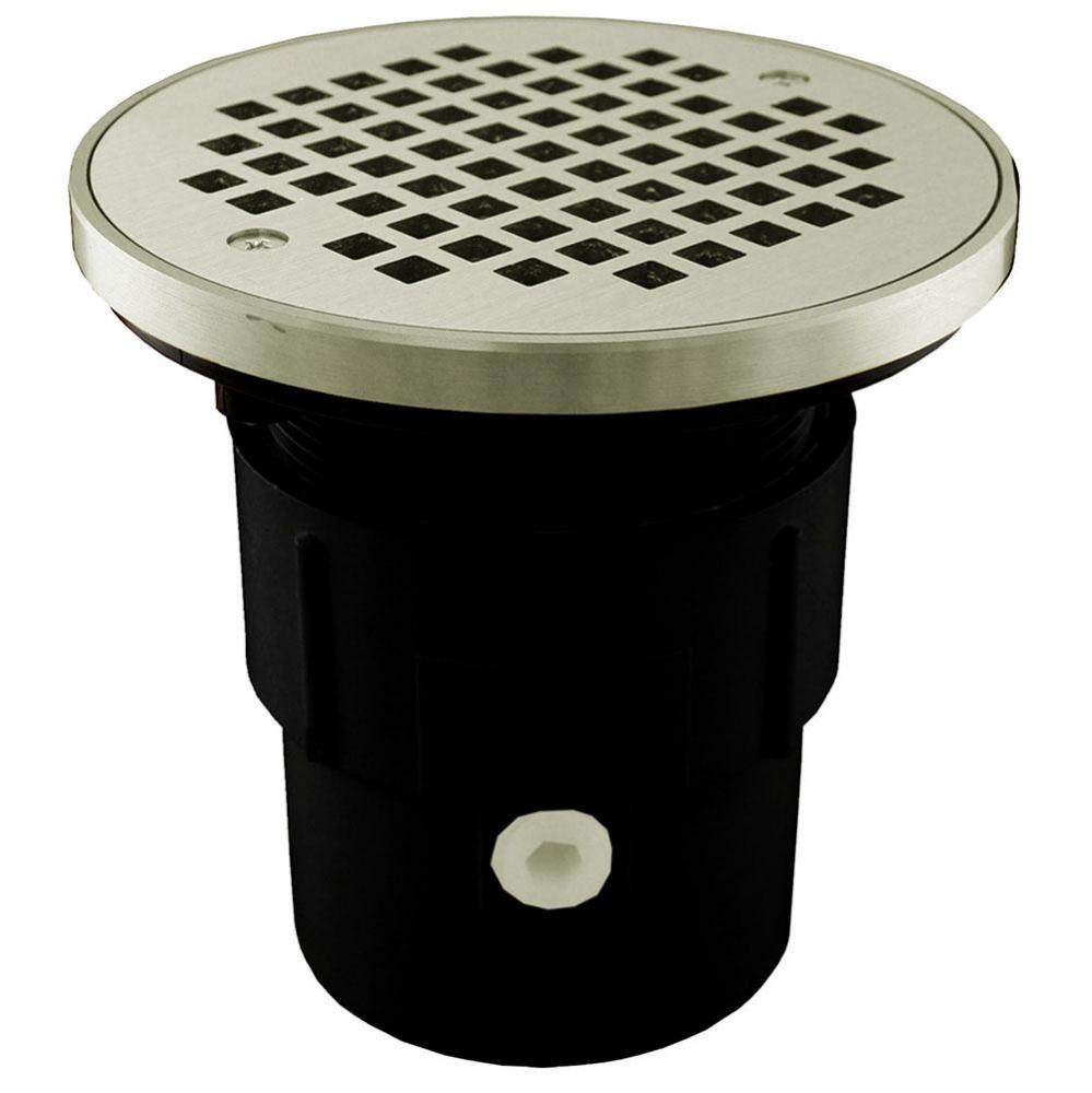 3'' x 4'' ABS Pipe Fit Drain Base with 3-1/2'' Plastic Spud and 6&ap