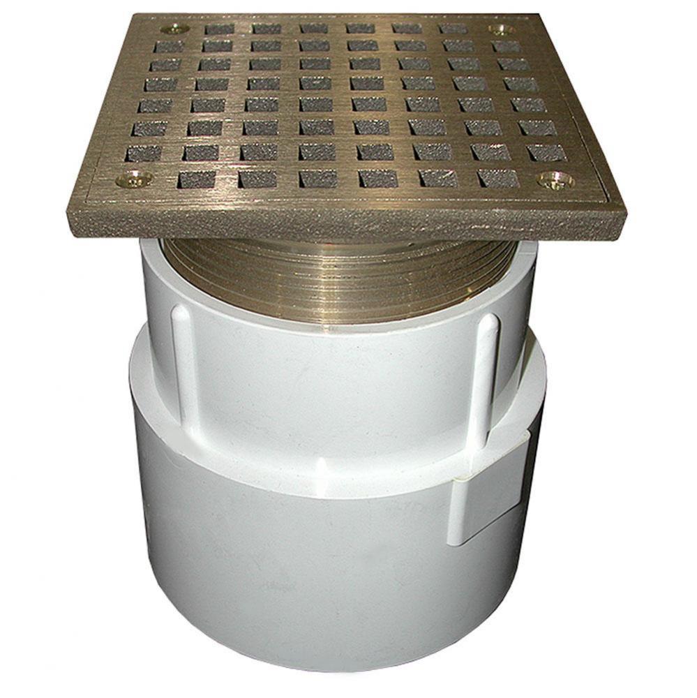 4'' PVC Over Pipe Fit Drain Base with 3-1/2'' Metal Spud and 5'' Pol