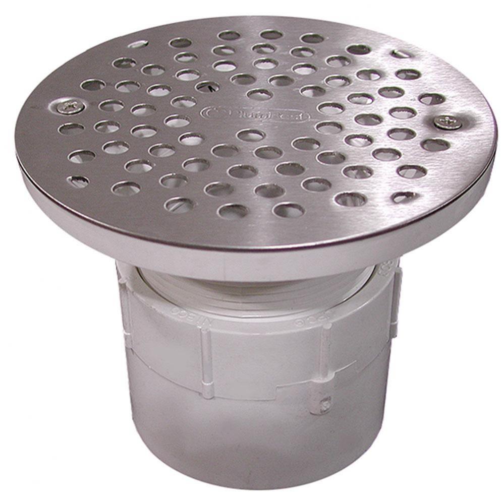 3'' PVC Over Pipe Fit Drain Base with 3'' Plastic Spud and 6'' Stain