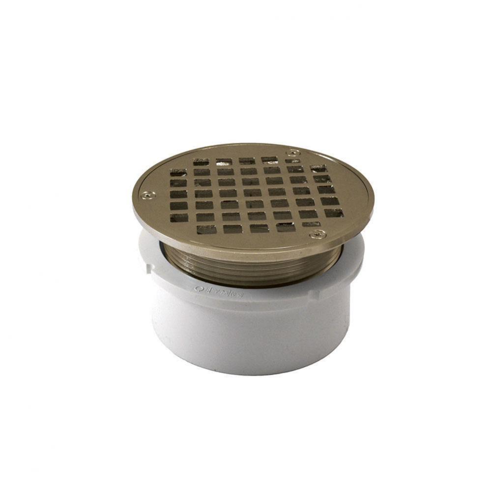 4'' PVC Hub Fit Drain Base with 3-1/2'' Metal Spud and 5'' Nickel Br