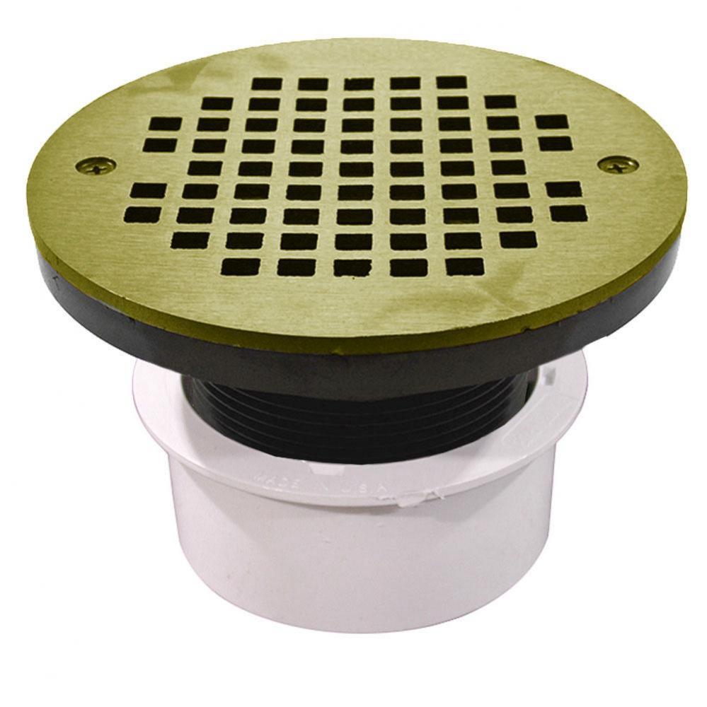 4'' PVC Inside Pipe Fit Drain Base with 3'' Plastic Spud and 6'' Pol