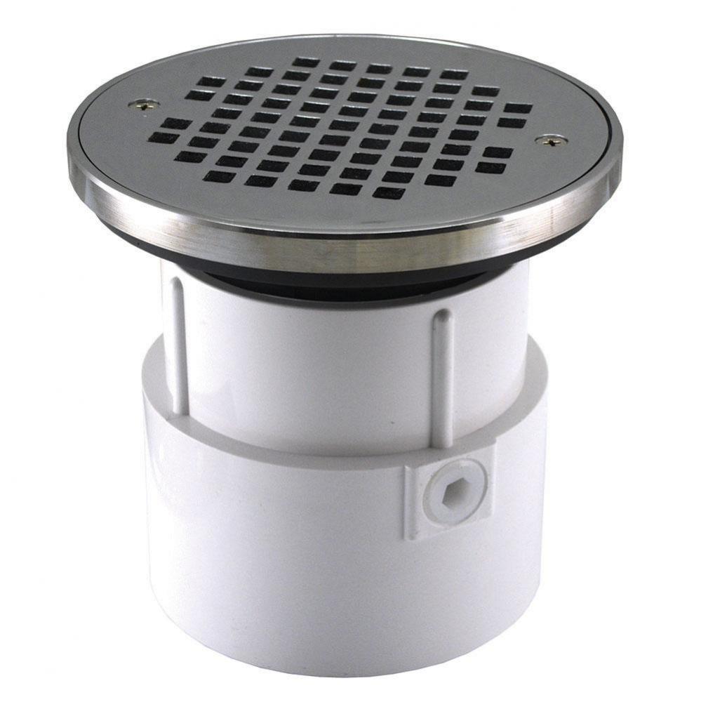 4'' PVC Over Pipe Fit Drain Base with 3-1/2'' Plastic Spud and 6'' C