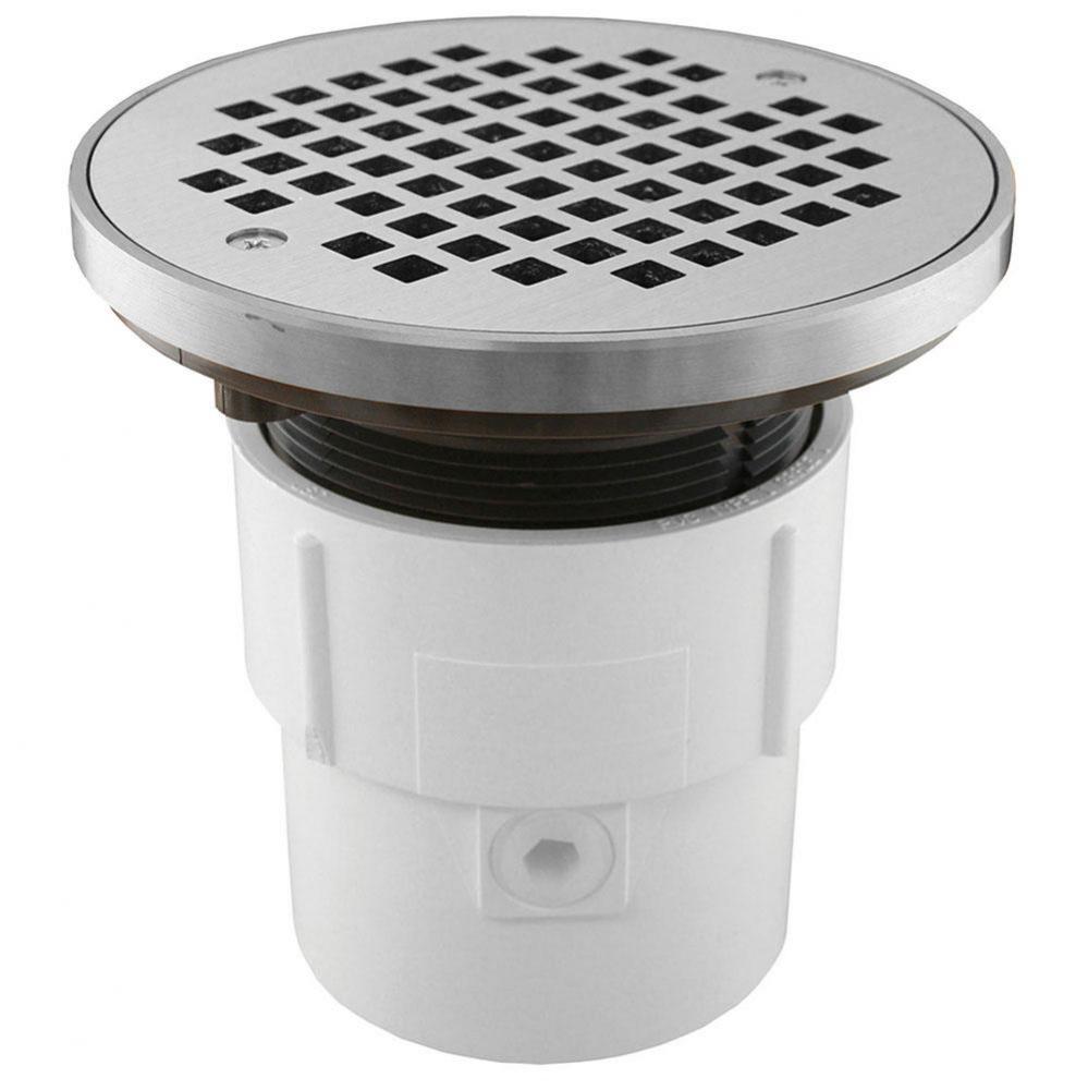 3'' x 4'' PVC Pipe Fit Drain Base with 3-1/2'' Plastic Spud and 6&ap