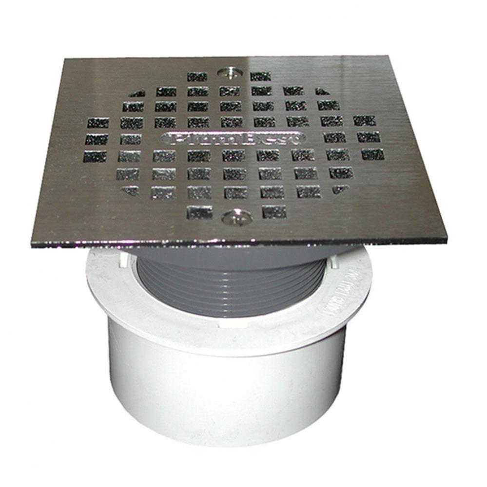 3'' PVC Inside Pipe Fit Drain Base with 2'' Plastic Spud and 4'' Chr