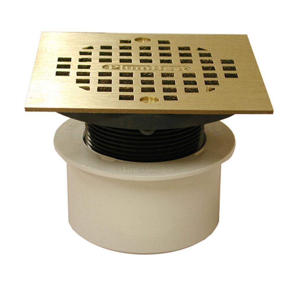 3'' PVC Inside Pipe Fit Drain Base with 2'' Plastic Spud and 4'' Pol