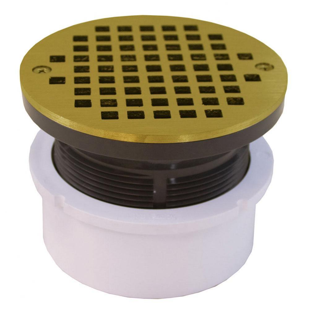 4'' PVC Hub Fit Drain Base with 3-1/2'' Plastic Spud and 5'' Polishe
