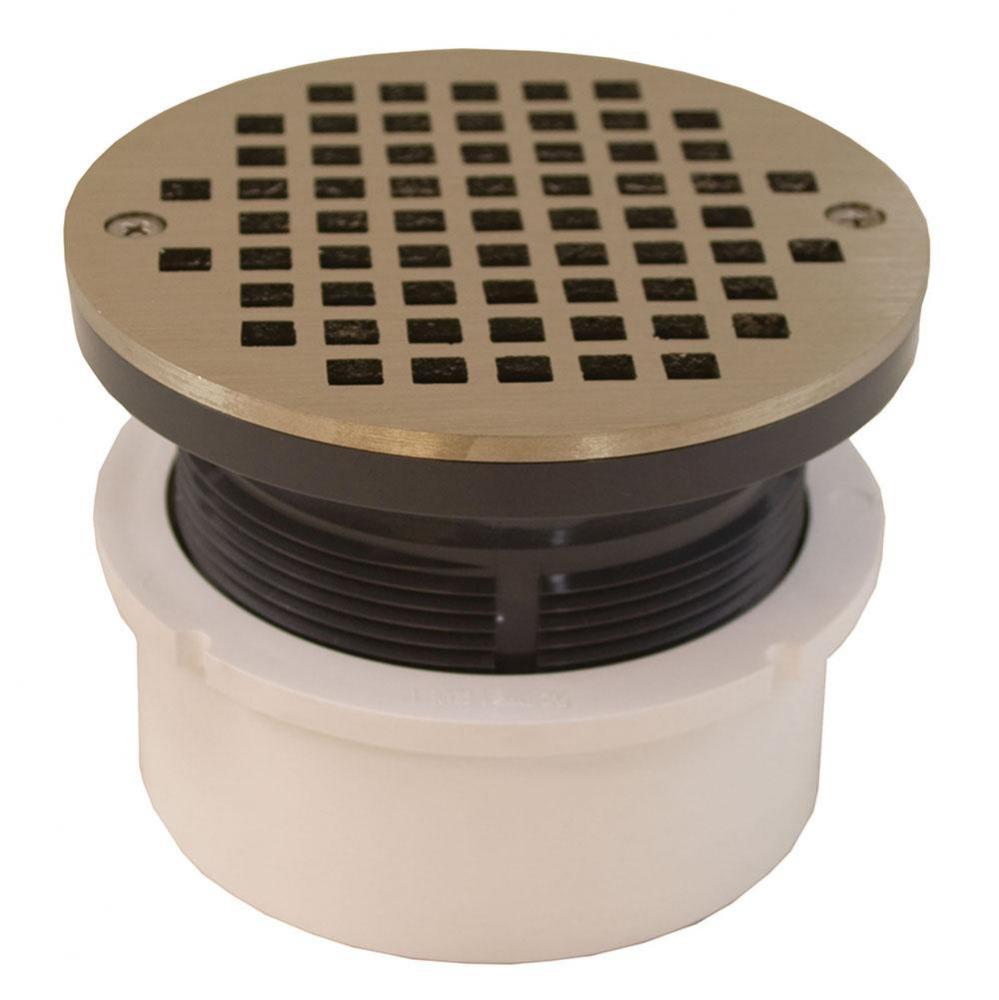 4'' PVC Hub Fit Drain Base with 3-1/2'' Plastic Spud and 5'' Nickel