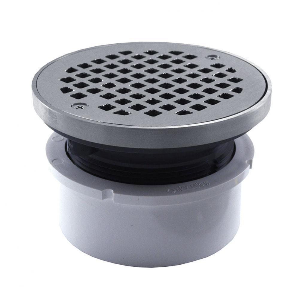 4'' PVC Hub Fit Drain Base with 3-1/2'' Plastic Spud and 5'' Chrome