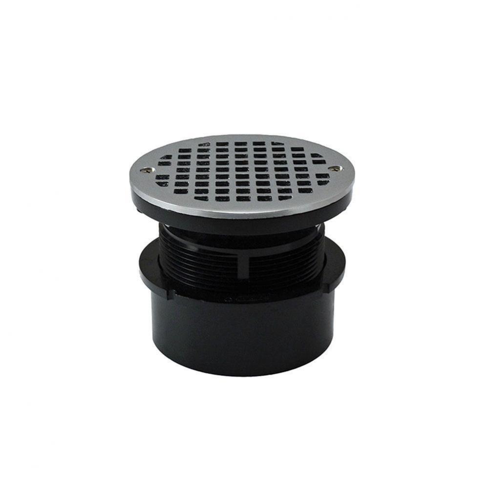 4'' ABS Hub Fit Drain Base with 3-1/2'' Plastic Spud and 5'' Chrome