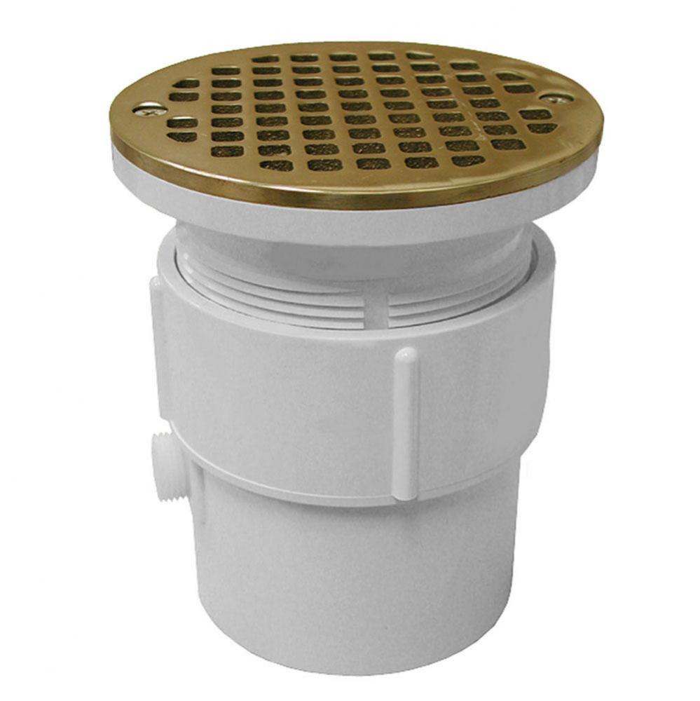 3'' x 4'' PVC Pipe Fit Drain Base with 3-1/2'' Plastic Spud and 5&ap