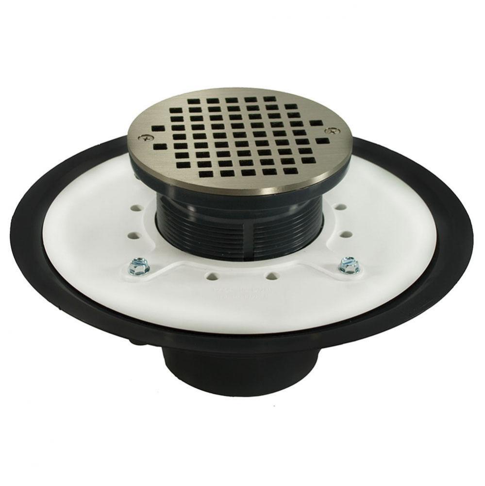 3'' Heavy Duty PVC Drain Base with 3-1/2'' Plastic Spud and 5'' Nick